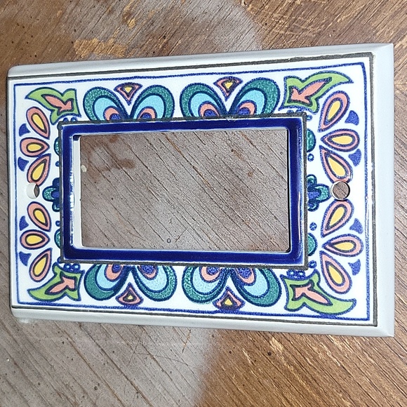 Mediterranean ceramic GFCI rocker switch plate cover - Picture 2 of 5